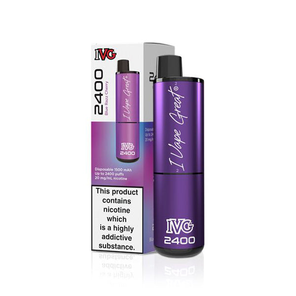 IVG 2400 Disposable Vape Device (Pack of 5) - Blue Razz Cherry
