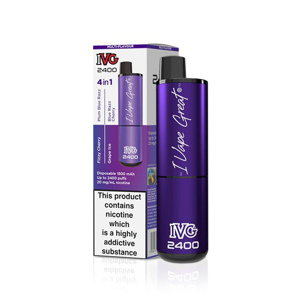 IVG 2400 Disposable Vape Device (Pack of 5) - Multi-Flavour - Purple Edition
