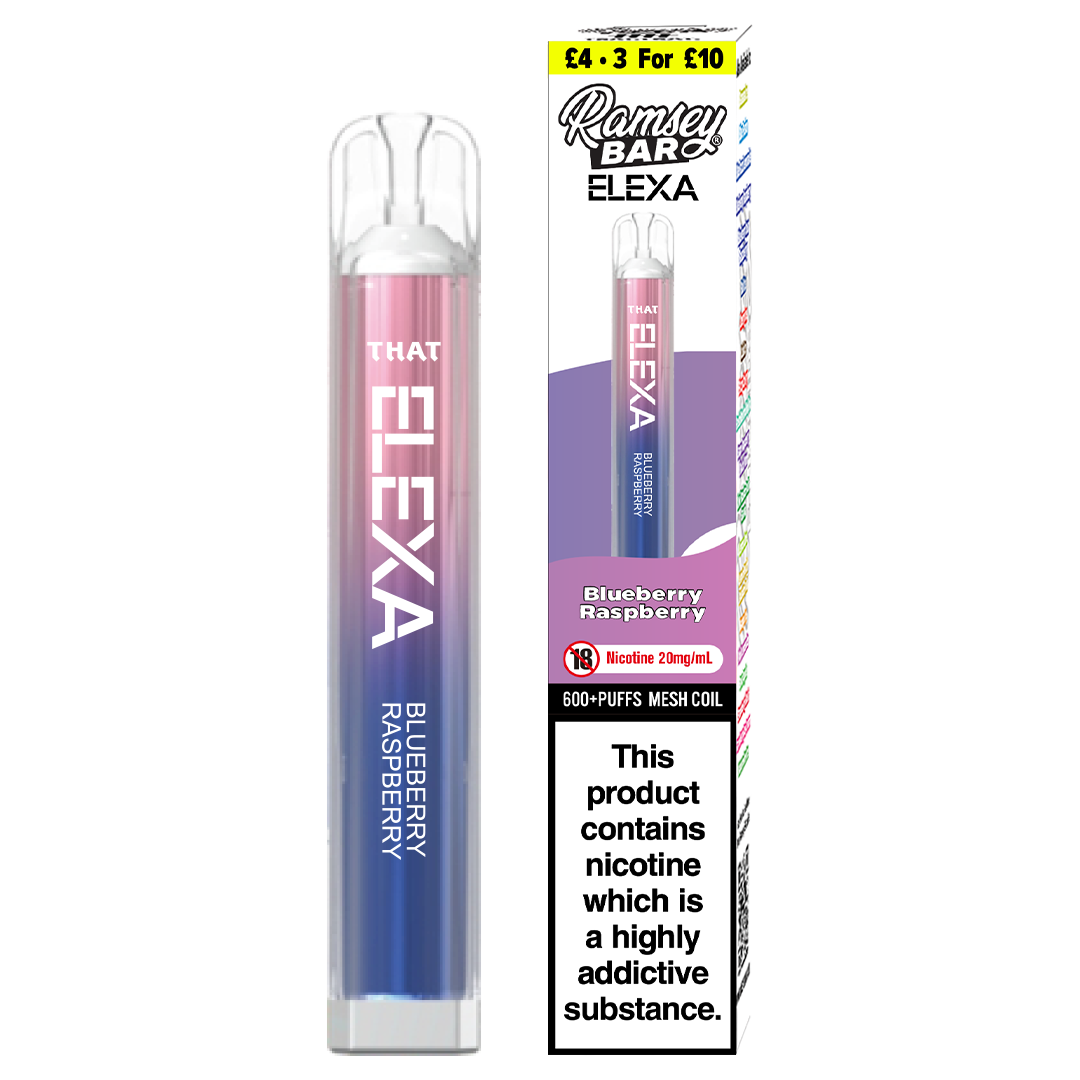 Ramsey Bar Elexa Disposable Vape Device 20mg - Blueberry Raspberry