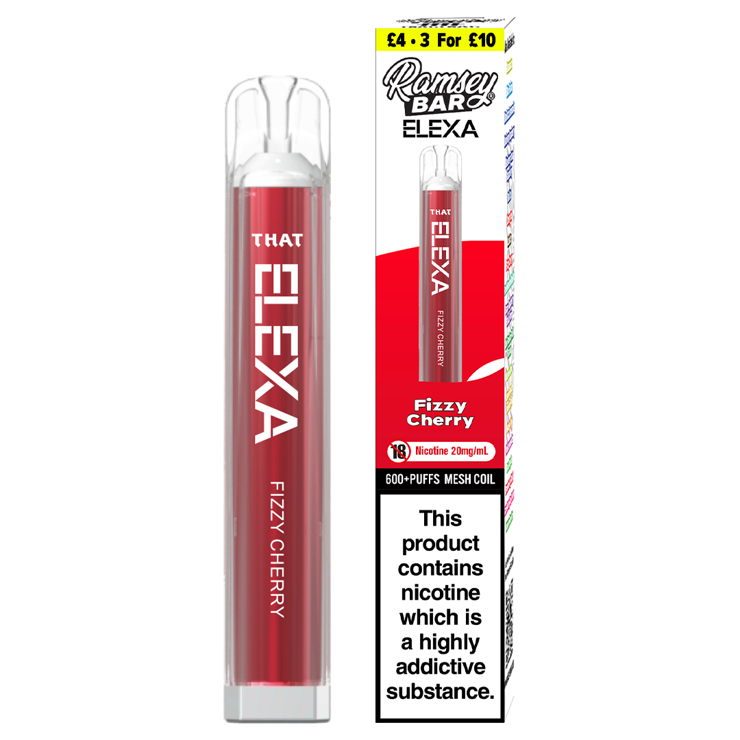 Ramsey Bar Elexa Disposable Vape Device 20mg - Fizzy Cherry