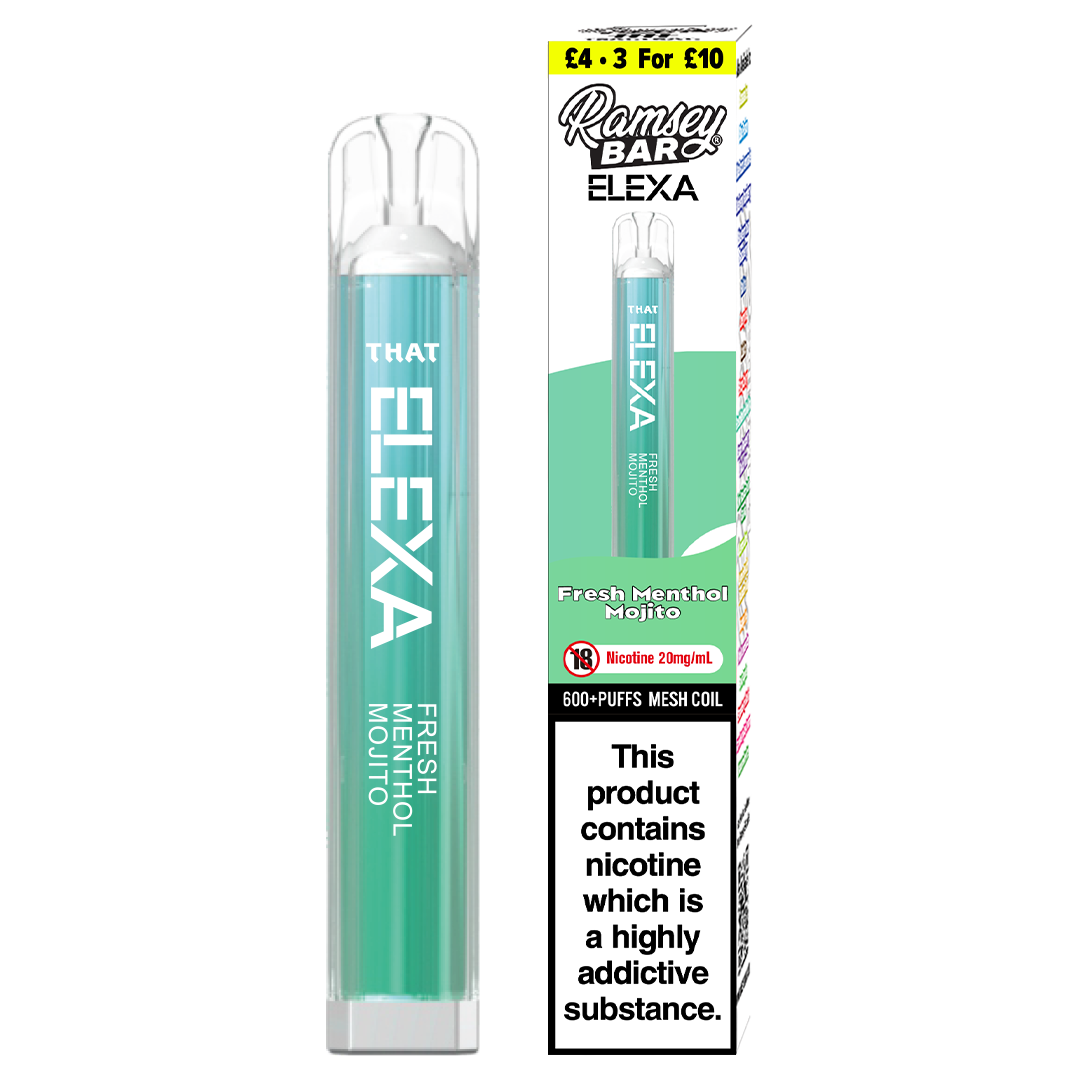 Ramsey Bar Elexa Disposable Vape Device 20mg - Fresh Menthol Mojito