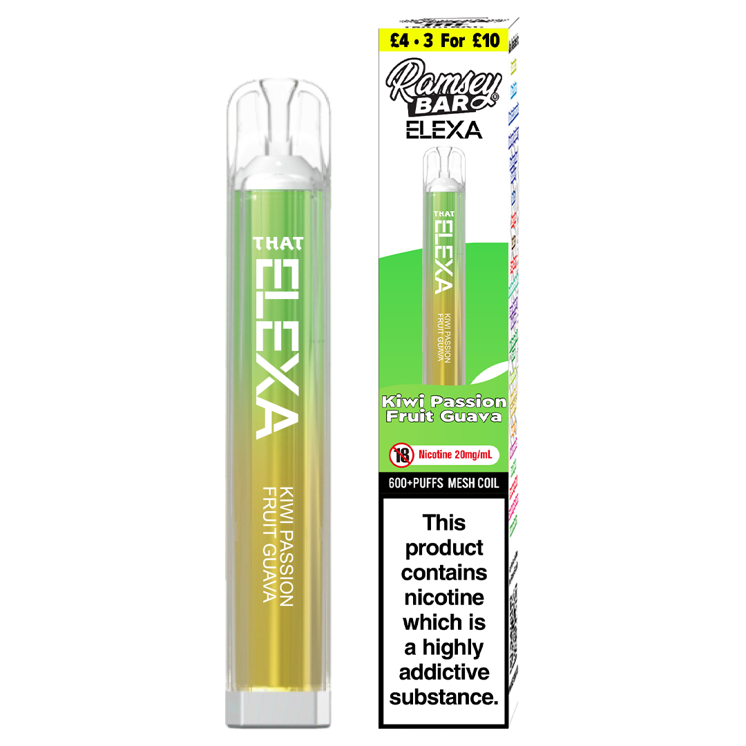 Ramsey Bar Elexa Disposable Vape Device 20mg - Kiwi Passion Fruit Guava