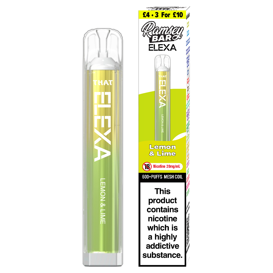 Ramsey Bar Elexa Disposable Vape Device 20mg - Lemon & Lime