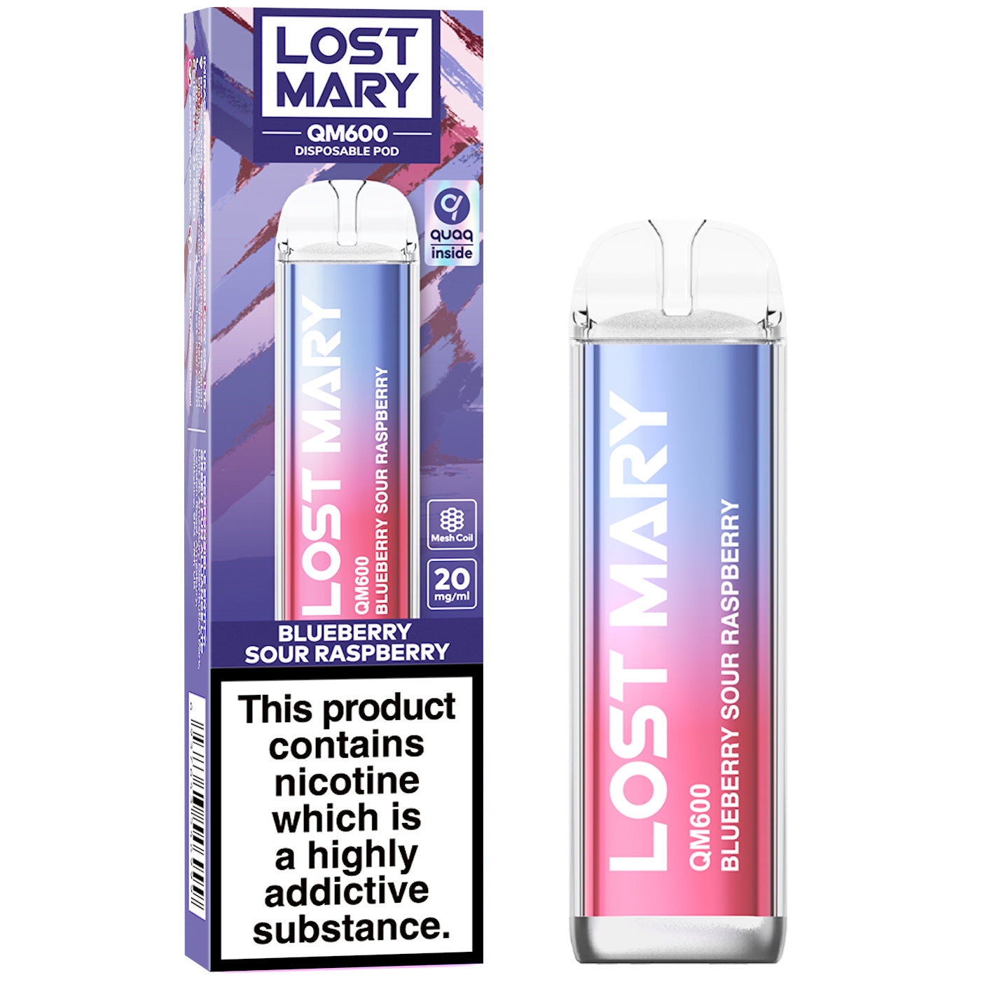 Lost Mary QM600 Disposable Vape Device - Blueberry Sour Raspberry