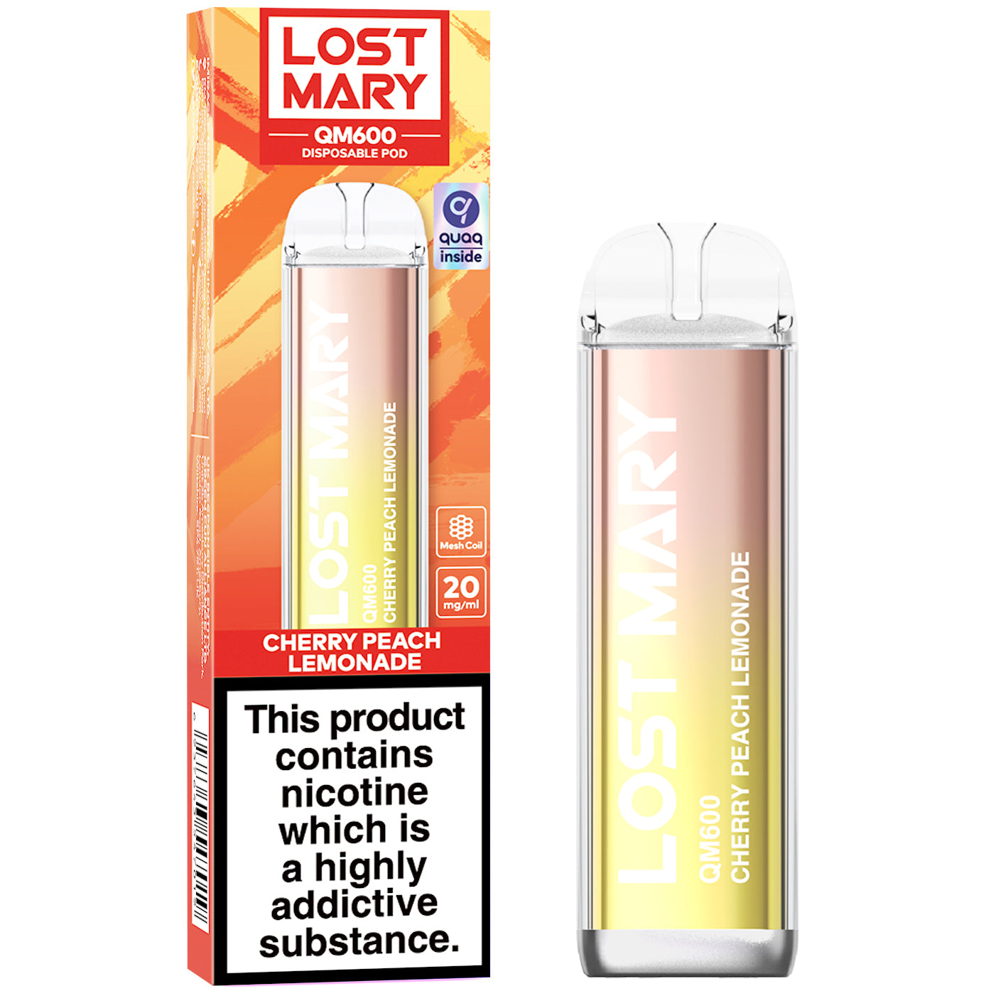 Lost Mary QM600 Disposable Vape Device - Cherry Peach Lemonade