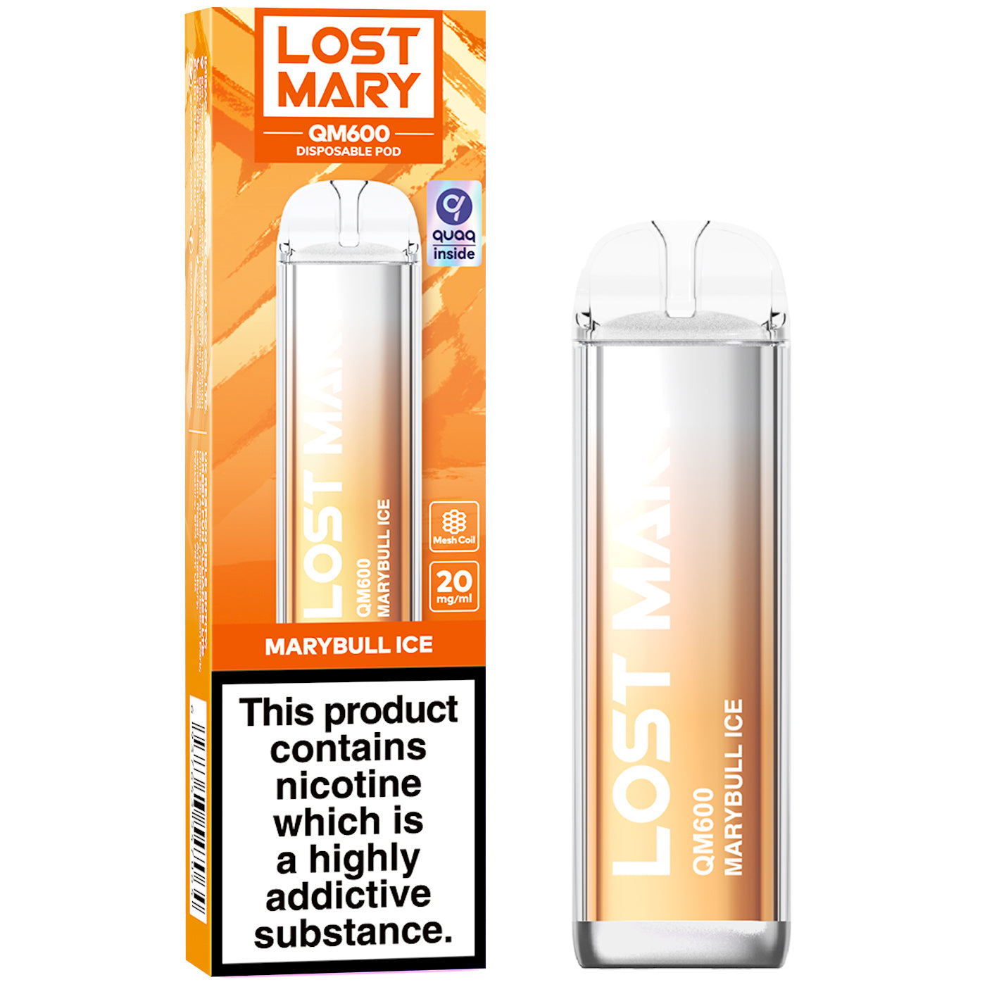 Lost Mary QM600 Disposable Vape Device - Marybull Ice