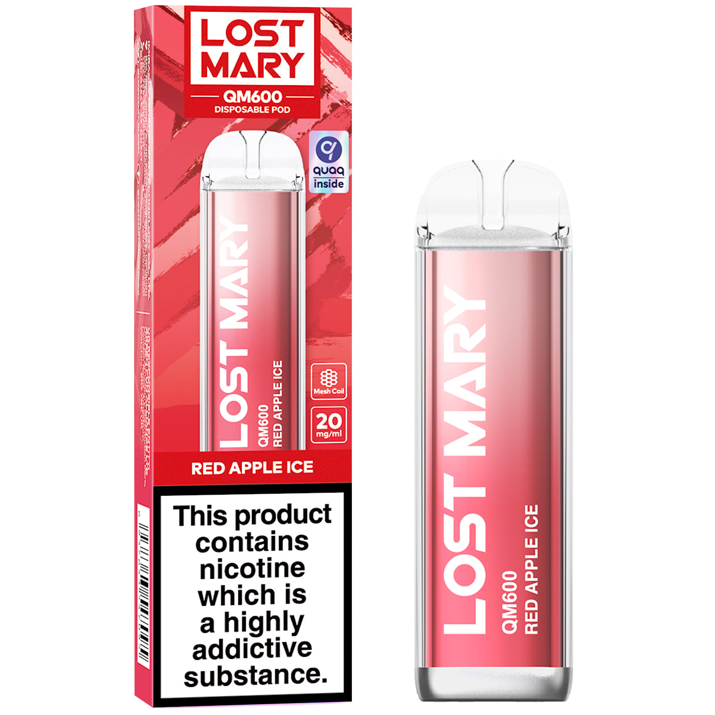 Lost Mary QM600 Disposable Vape Device - Red Apple Ice