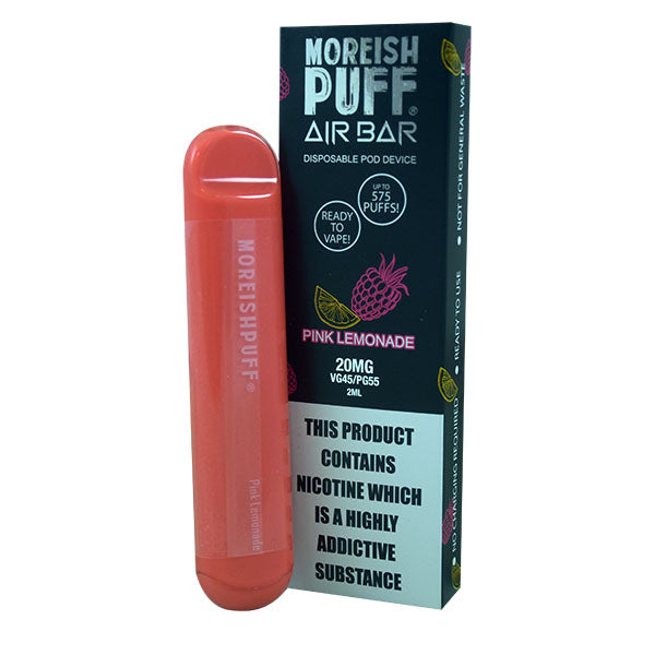 Moreish Puff Air Bar Pink Lemonade Disposable Pod Device