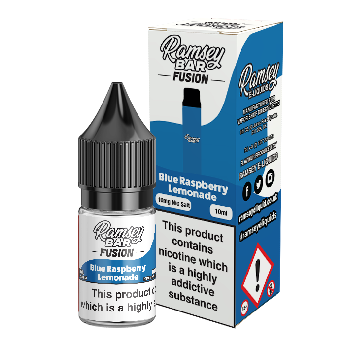 Ramsey Bar Fusion Blue Raspberry Lemonade 10ml Nic Salt 10mg