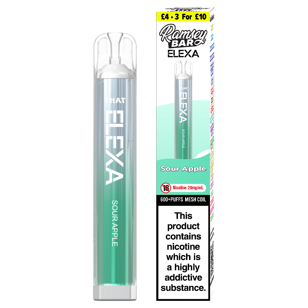 Ramsey Bar Elexa Disposable Vape Device 20mg - Sour Apple