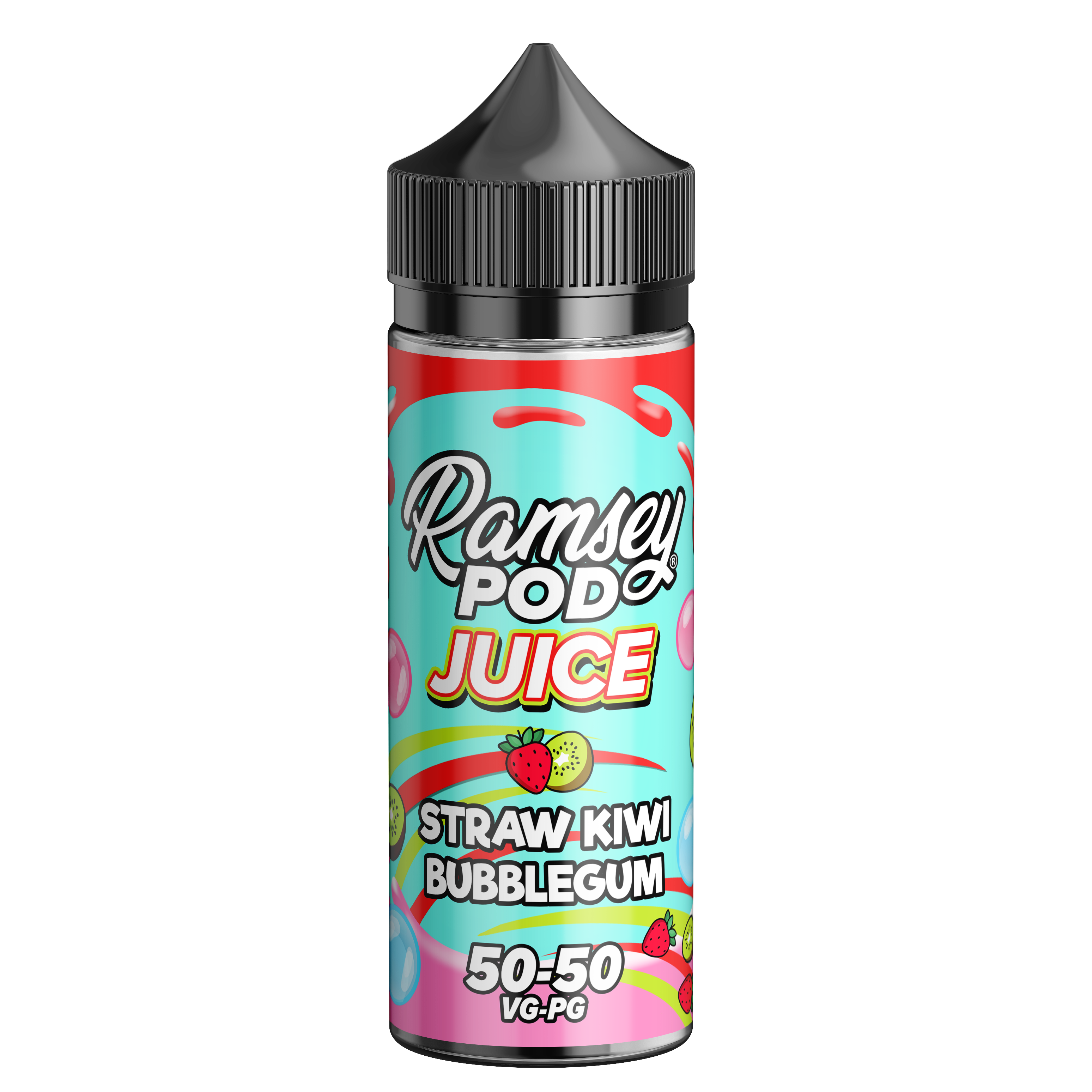 Ramsey Pod Juice Straw Kiwi Bubblegum 0mg 100ml Short Fill E-Liquid - Price Marked