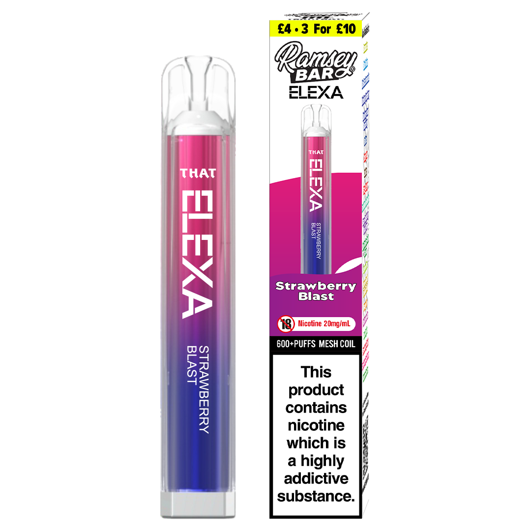 Ramsey Bar Elexa Disposable Vape Device 20mg - Strawberry Blast