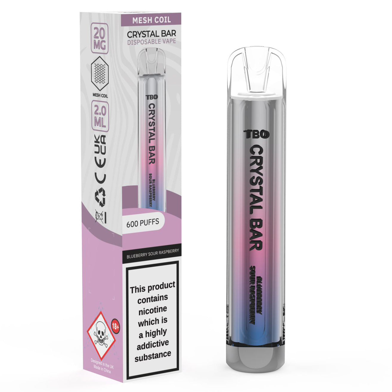 TBO Crystal Bar Disposable Vape Device - Blueberry Sour Raspberry