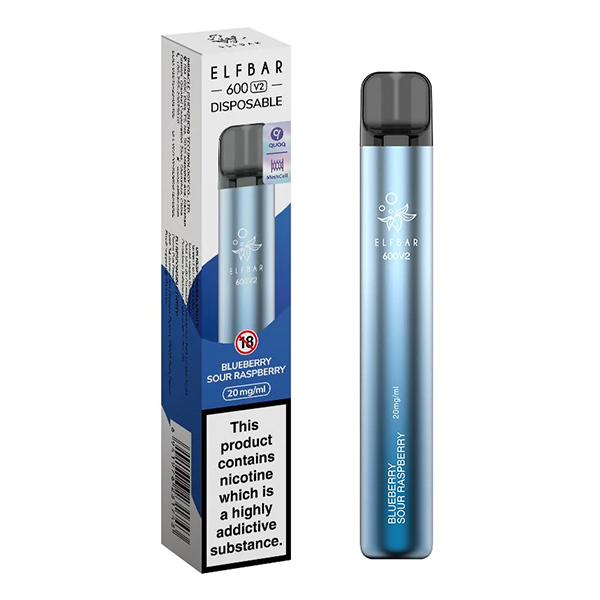 Elf Bar 600 V2 Disposable Vape 20mg - Blueberry Sour Raspberry