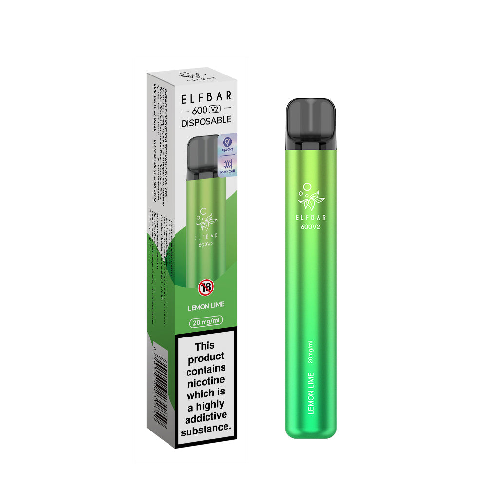Elf Bar 600 V2 Disposable Vape 20mg - Lemon Lime