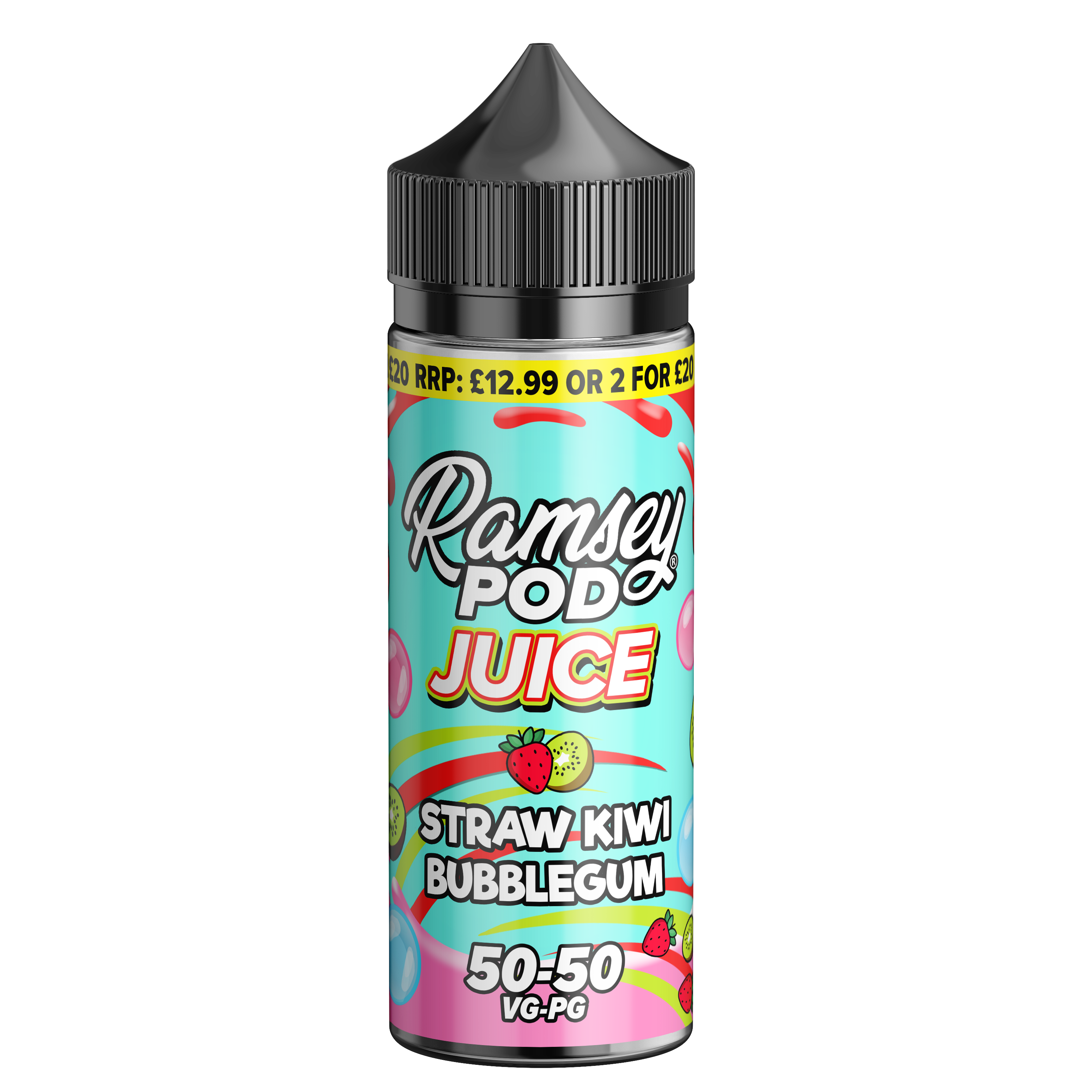 Ramsey Pod Juice Straw Kiwi Bubblegum 0mg 100ml Short Fill E-Liquid - Non Price Marked