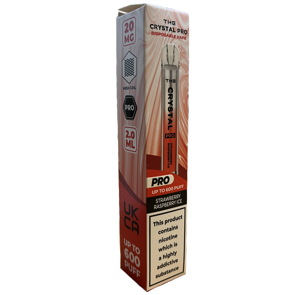 The Crystal Bar Pro Disposable Vape Device - Strawberry Raspberry Ice