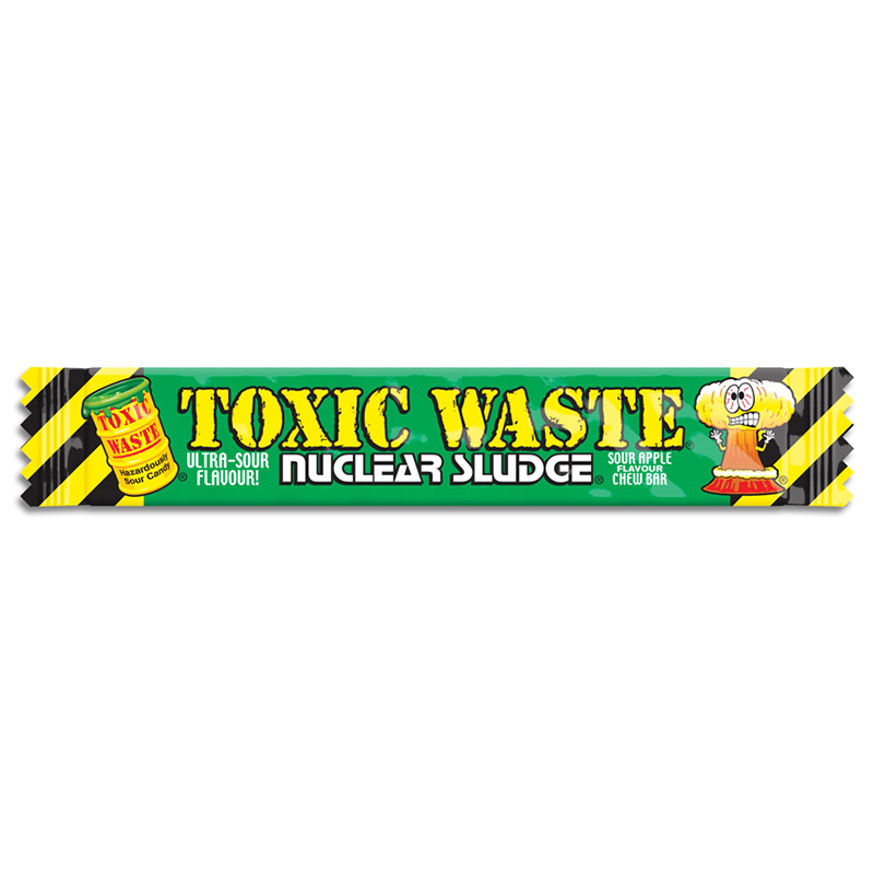 Toxic Waste Nuclear Sludge Chew Bar Green Apple 0.7oz (20g) - 50ct - 50 PACKS