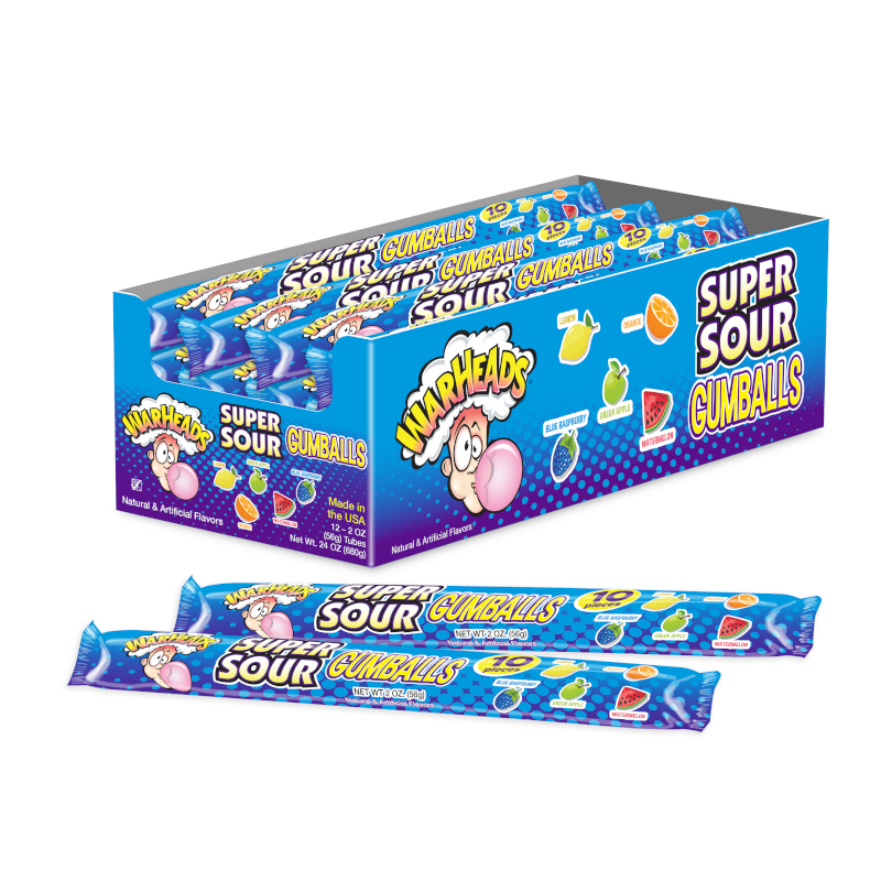 Warheads Super Sour Gumball Tubes 2oz (56g) - 12CT