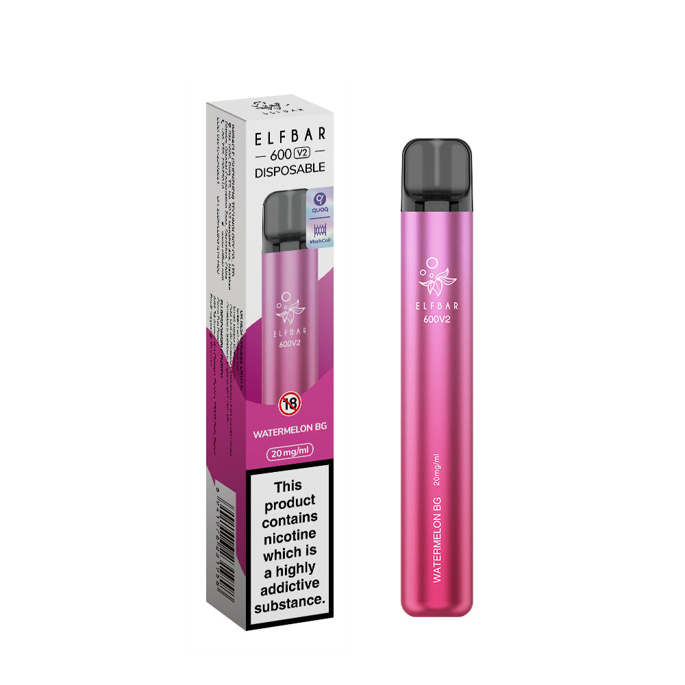 Elf Bar 600 V2 Disposable Vape 20mg - Watermelon Bubblegum